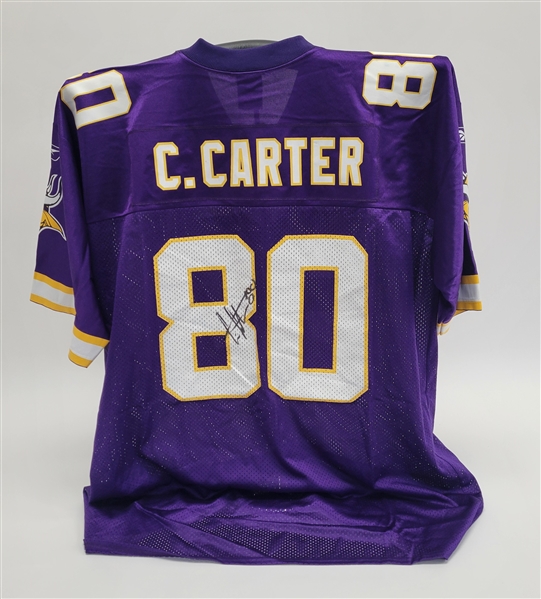 Cris Carter Autographed Minnesota Vikings Practice Used Jersey