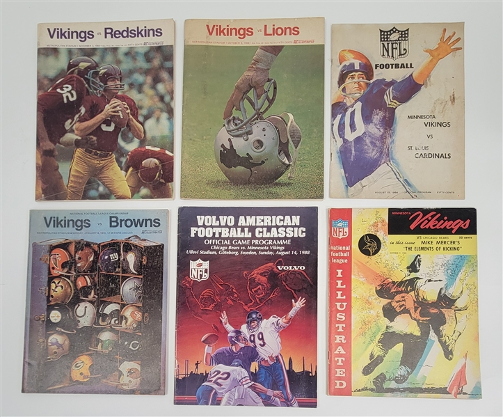 Lot of 6 Vintage Minnesota Vikings Programs