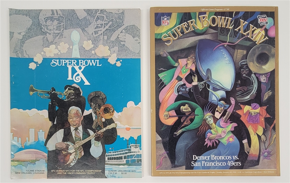 Lot of 2 Super Bowl IX & Super Bowl XXIV Programs