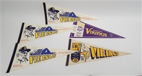 Lot of 5 Vintage Minnesota Vikings Pennants