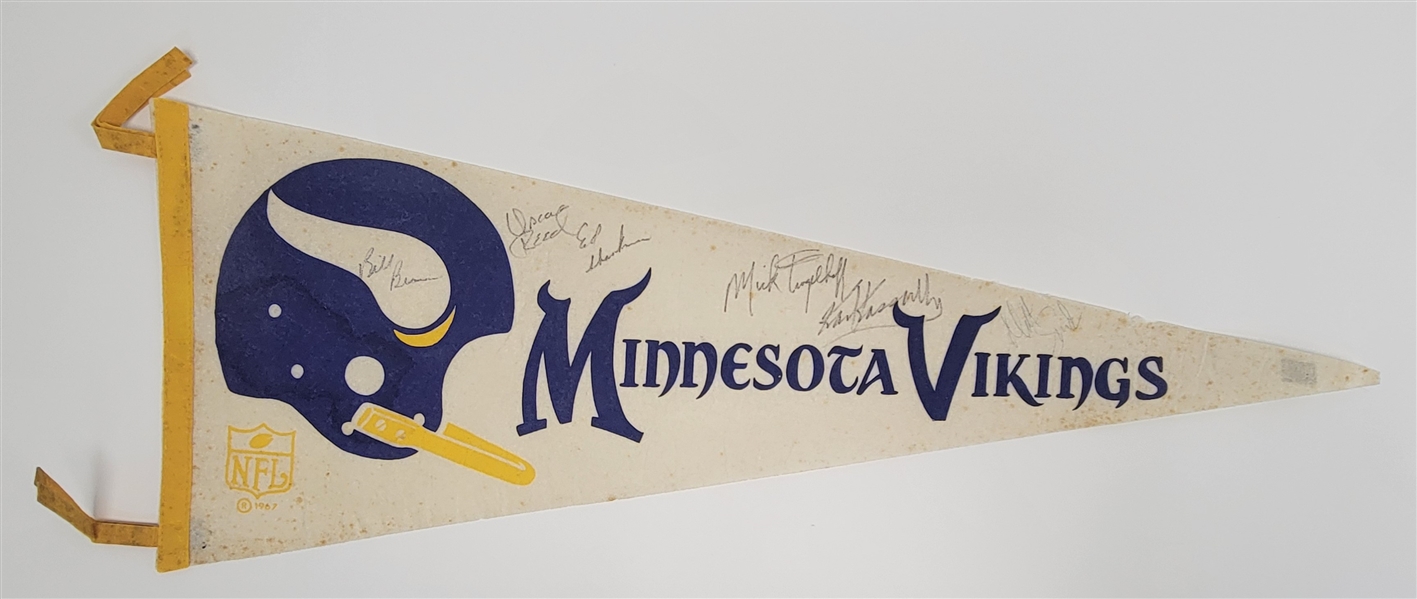 Minnesota Vikings Multi-Signed Vintage Pennant w/ Mick Tingelhoff