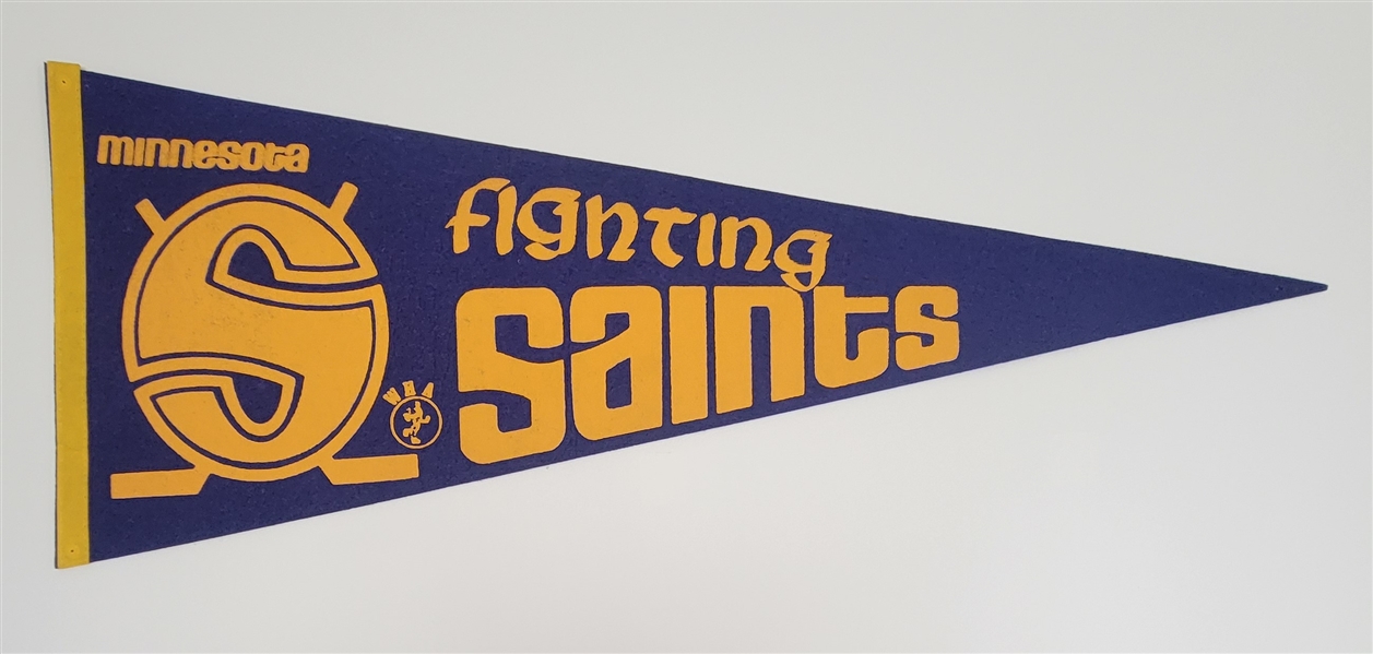 Vintage Minnesota Fighting Saints Pennant w/ Original "S" Logo