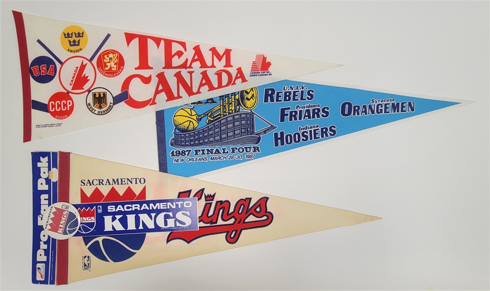 Lot of 3 Miscellaneous Sports Pennants