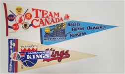 Lot of 3 Miscellaneous Sports Pennants