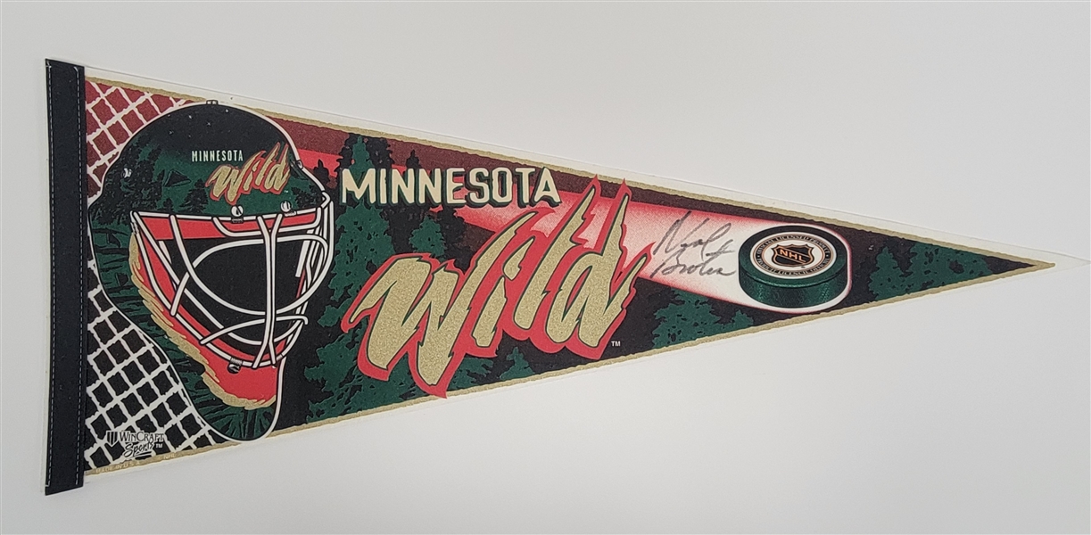 Neal Broten Autographed Minnesota Wild Pennant