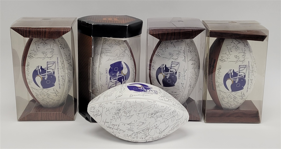 Lot of 5 Minnesota Vikings Stamped Signature Footballs