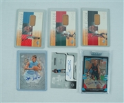 NBA Collection of 6 Game Used & Autographed Basketball Cards  