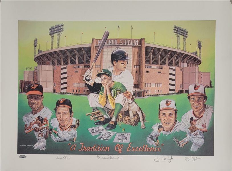 Baltimore Orioles Legends Autographed "A Tradition of Excellence" 22x30 Lithograph w/ Cal Ripken Jr.