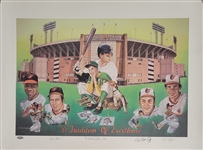 Baltimore Orioles Legends Autographed "A Tradition of Excellence" 22x30 Lithograph w/ Cal Ripken Jr. Jim Palmer & Frank/Brooks Robinson