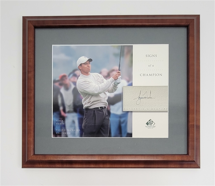 Tiger Woods Signs of a Champion 2004 Upper Deck SP Authentic Signatures Framed 13x15 Display