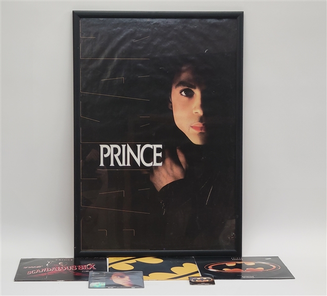 Framed 1989-90 Prince "Batman" Warner Bros. Promo Poster w/ 3 Albums w/ Letter of Provenance