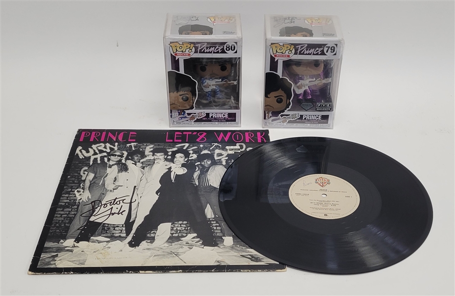 Prince "Lets Work" Album Signed by Doctor Fink w/ 2 Funko Pops Signed by Doctor Fink w/ Letter of Provenance