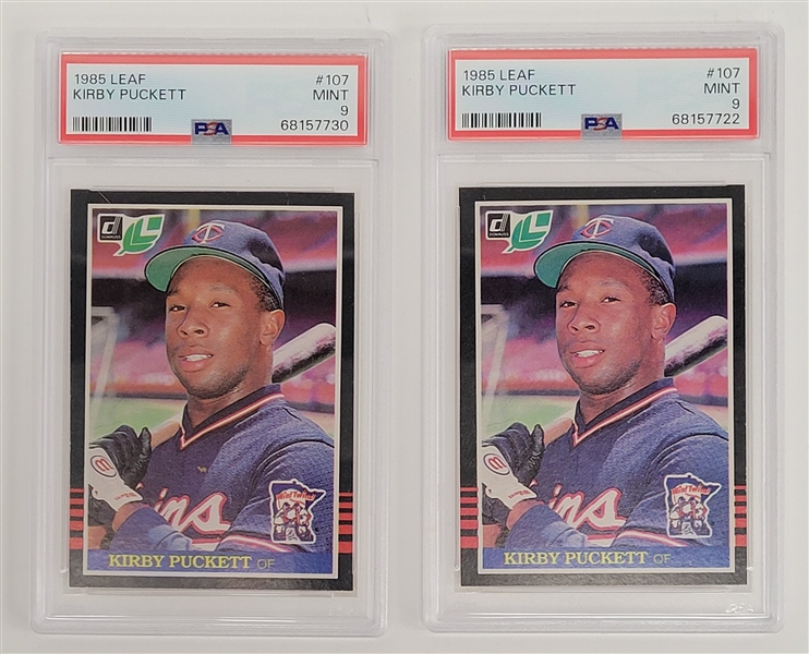 Lot of (2) Kirby Puckett 1985 Leaf #107 Rookie Cards PSA 9