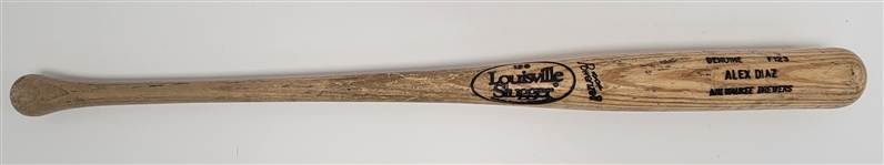 Alex Diaz c. 1993-94 Milwaukee Brewers Game Used & Autographed Bat