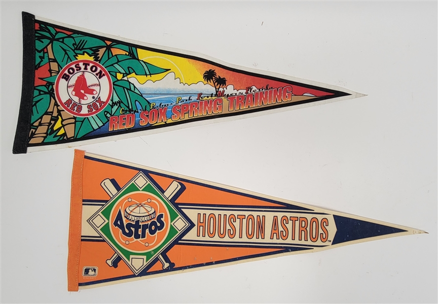 Lot of 2 Houston Astros & Boston Red Sox Pennants