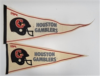 Lot of 2 Vintage Houston Gamblers USFL Pennants