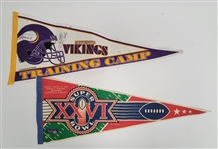 Lot of 2 Super Bowl & Minnesota Vikings Pennants