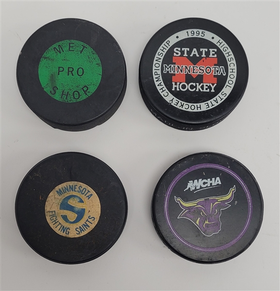 Lot of 4 Vintage Hockey Pucks