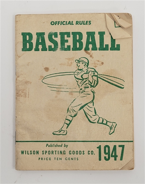 Vintage 1947 Official Rules of Baseball Book