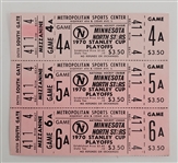 Minnesota North Stars 1970 Stanley Cup Playoffs Uncut Ticket Sheet of 3