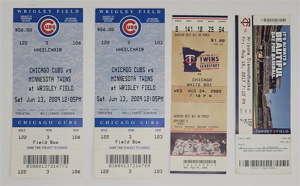 Lot of 4 Minnesota Twins Tickets w/ 2 From Metrodome Final Season