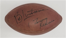 Tommy Kramer +1 Other Autographed Vintage Wilson Football w/ Plastic Kicking Tee