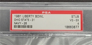 1981 Liberty Bowl Ohio State vs. Navy Ticket Stub PSA 4
