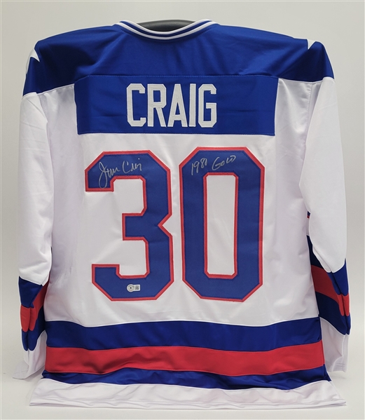 Jim Craig Autographed & Inscribed Custom Jersey Beckett