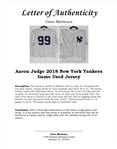 Aaron Judge 2018 New York Yankees Game Used Jersey w/ Dave Miedema LOA