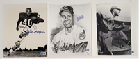 Lot of 3 Gale Sayers, Buck ONeil, & Bob Feller Autographed 8x10 Photos Beckett