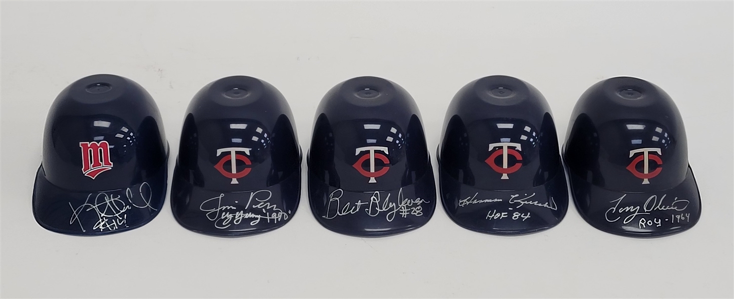Lot of 5 Minnesota Twins Legends Autographed Mini Batting Helmets Beckett