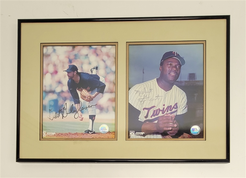 Bert Blyleven & Mudcat Grant Autographed & Framed Dual 8x10 Photo Display