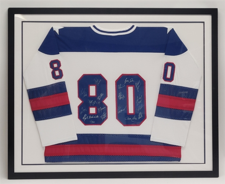 1980 Miracle Hockey Team Signed & Framed Jersey LE #1/980 w/ 20 Signatures Beckett LOA