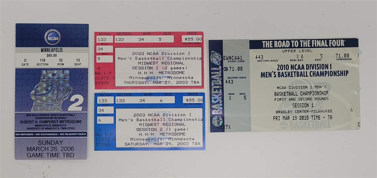 Lot of 4 NCAA March Madness Tickets