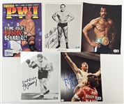 Lot of 5 Boxing & Wrestling Autographed Photos Beckett