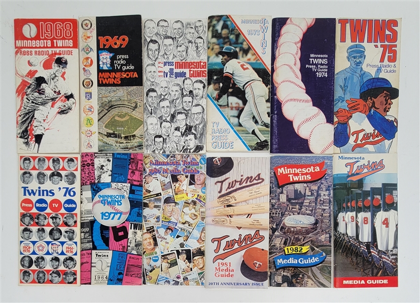 Lot of 12 Minnesota Twins Media Guides From 1968-84