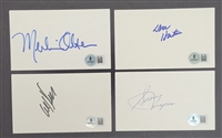 Lot of 4 Football Hall of Famers Autographed Index Cards w/Merlin Olsen & Don Hutson Beckett