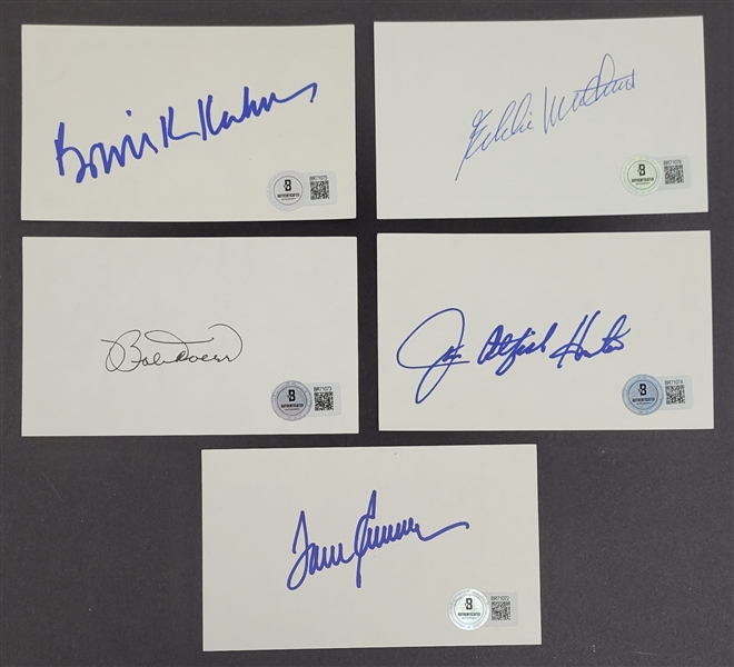 Lot of 5 Baseball Hall of Famers Autographed Index Cards Beckett