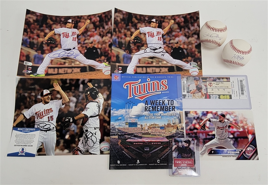 Glen Perkins & Kurt Suzuki Minnesota Twins Collection w/ Autographed Photos & Baseballs