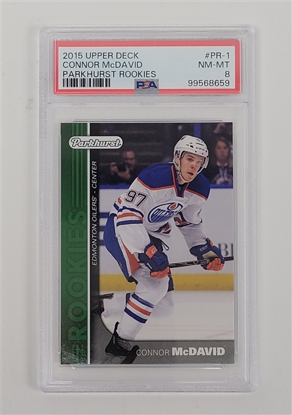 Connor McDavid 2015 Upper Deck Parkhurst Rookies Rookie Card PSA 8