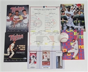Byron Buxton Collection w/ Autographed Baseball, Photo, Magazines, 1st Career Game Ticket, & Dugout Lineup Card