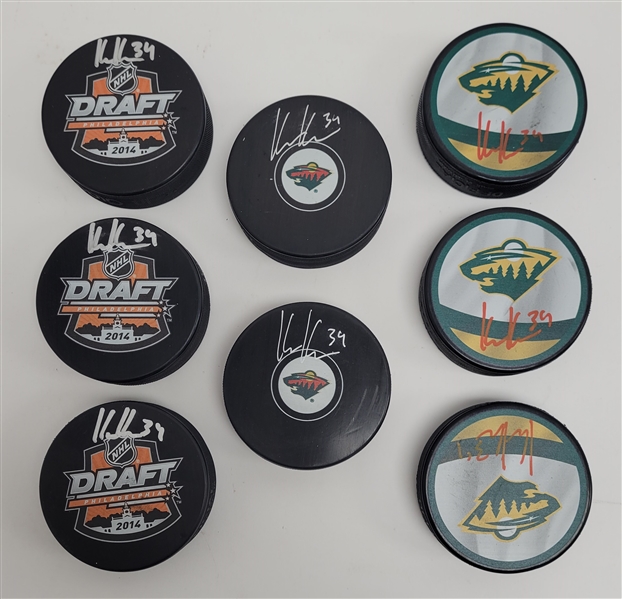 Lot of 8 Kaapo Kahkonen Autographed Hockey Pucks Fanatics