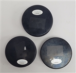 Lot of 3 Alexis Lafreniere Autographed Hockey Pucks JSA