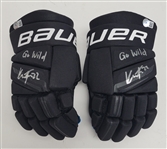 Lot of 2 Kevin Fiala Autographed & Inscribed Bauer Hockey Gloves Beckett