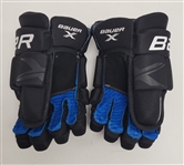 Lot of 2 Kevin Fiala Autographed & Inscribed Bauer Hockey Gloves Beckett