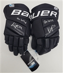 Lot of 2 Kevin Fiala Autographed & Inscribed Bauer Hockey Gloves Beckett