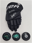 Lot of 4 - Minnesota Wild Autographed Hockey Pucks & Glove Beckett