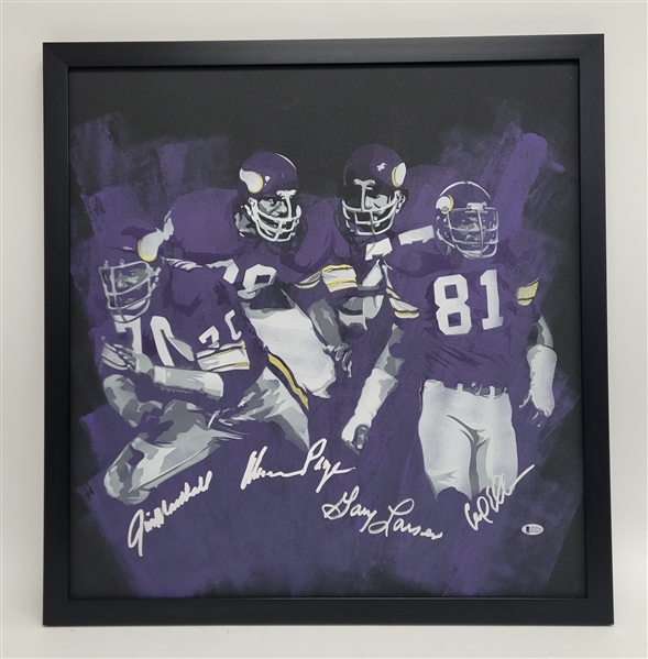 Purple People Eaters Autographed & Framed 27x28 Canvas Beckett