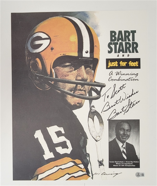 Bart Starr Autographed 16x20 Lithograph w/ Beckett LOA