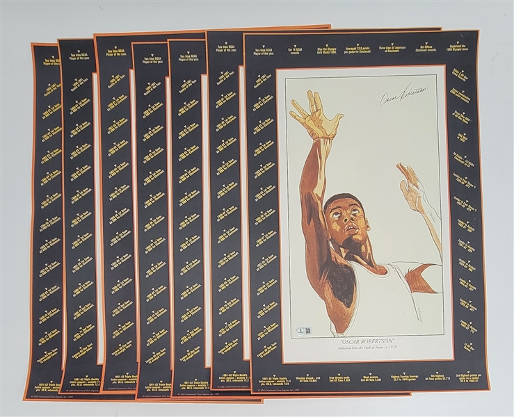 Lot of 7 Oscar Robertson Autographed 15x23 Lithographs Beckett